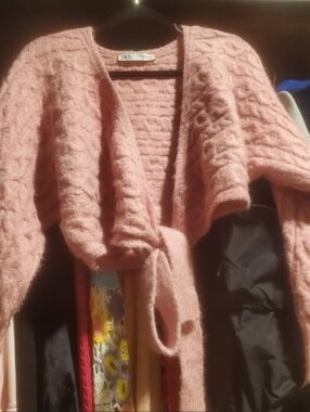 Zara Deep Pink Cable-Knit Cardigan
